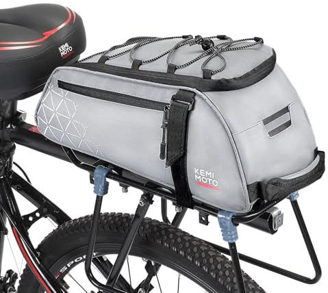 KEMIMOTO 3 en 1 Sacoche Vélo Étanche 13L, Sac Porte-Bagages Arrière, Plusieurs Compartiments avec Poignée de Transport et Bandoulière