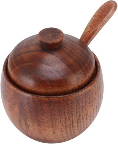 junozya Azucarero de Madera, Herramienta de Cocina Multiusos, salero de Madera de Textura Natural con Tapa de Cuchara para hoteles en casa, Fiestas de Buffet