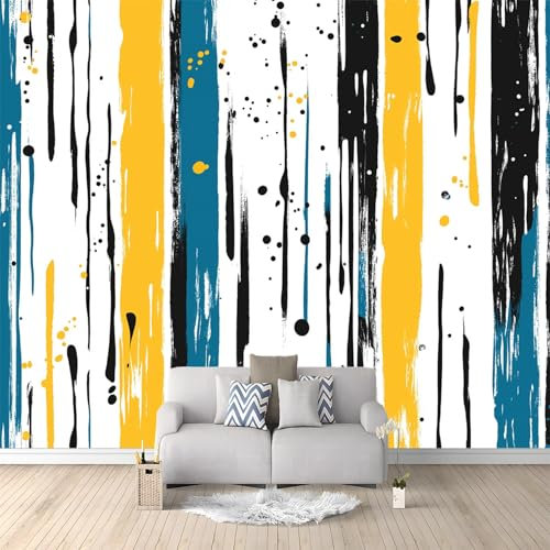 Générique Papier Peint Intissé Rayures Verticales Abstraites 200 x 140 cm Papier Peint Photo Panoramique, Poster Geant Mural Personnalisé 3D, pour Salon Cuisines Chambre Adulte Enfant Décor Murale