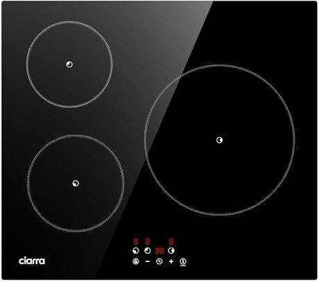 Ciarra Placa Induccion 3 Fuegos 60cm 5600W Placa de Induccion in Vitroceramica Clase A++, Ideal para Cocinas Modernas CABBIH3-F