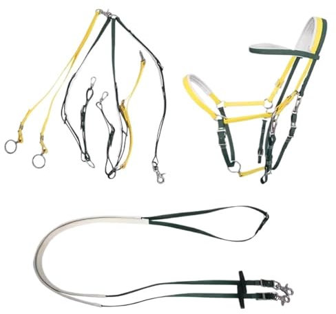 LYFDPN Redini per Cavalli Sella per Cavalli Briglia da Equitazione di Resistenza Set Completo per l'endurance e Il Trail Riding (Yellow)