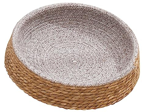 Happyyami Woven Rattan PET Bed Round Cat and Dog Sleeping Style Sturdy and Comfortable PET Cushion for Home Use