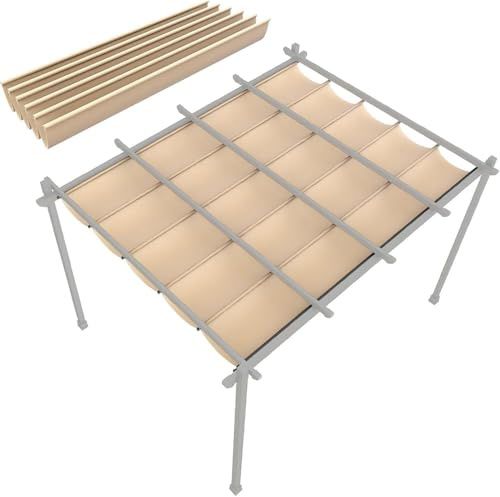 Pavillon-Ersatzdach, Gartenpavillon-Ersatzabdeckung, einziehbar, wasserdicht, UV-beständig, Sonnenschutzabdeckung für den Garten, Terrasse of(Size:3x4M/10x13ft,Color:Khaki)
