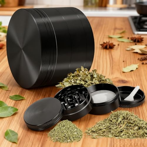 4.9cm Klein Grinder Crusher Manueller Gewürz Crusher -Generisch PyR1 | Kräutermühle aus Edelstahl, für Gewürze Kräuter Kompakt, Metall Gewürzmühle, (Schwarz)