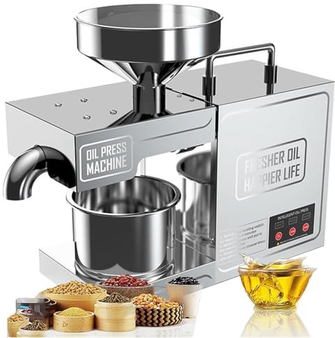 TDSYOCG Electric Essential Oil Expeller,820w Commercial Oil Press Machine,Electric Hot/Cold Nut Seed Extractor,Stainless Steel Oil Expeller With Oil Cup,High Oil Extractor for home or commercial use