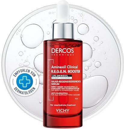 Vichy Dercos Aminexil Clinical R.E.G.E.N. Booster, Siero Rinnovatore Capillare, Per Tutti i Tipi di Cuoio Capelluto, Caduta Temporanea Ridotta, Crescita dei Capelli Esistenti Stimolata, 90 ml