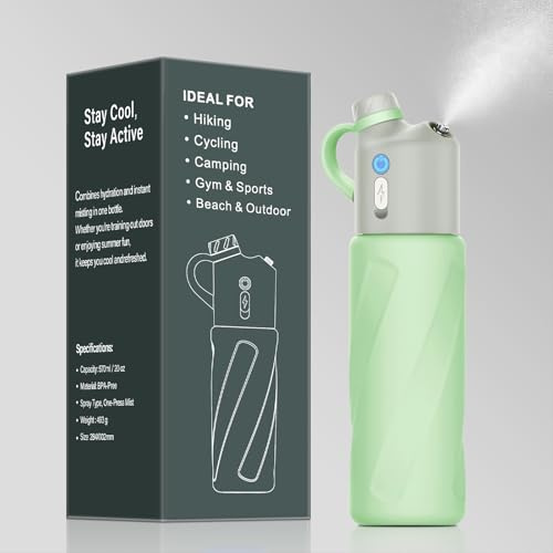 govealf Electric Misting Water Bottle – 2-in-1 Insulated Stainless Steel Bottle with Dual-Speed Cool Mist, 24hr Cold Retention, Leakproof Straw-Free Design for Gym, Hiking, Golf & Beach