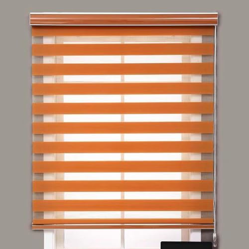 Estor enrollable con control de luz diurna y nocturna para sala de estar, dormitorio y oficina, cortina opaca con aislamiento térmico (naranja, 110 x 150 cm)
