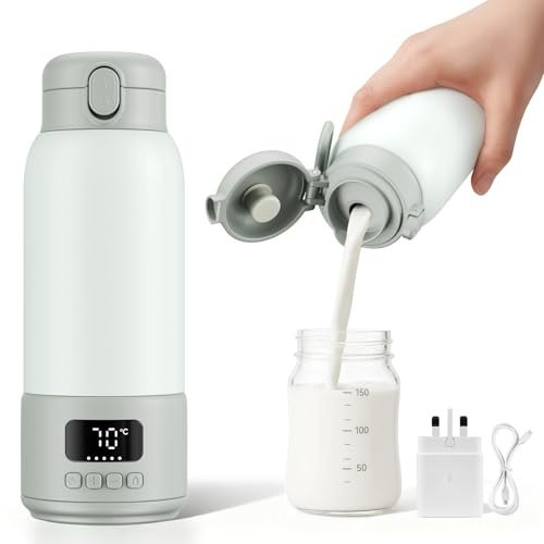 Portable Bottle Warmer for Breast Milk, Formula or Water, 500 ml Capacity, 100W Fast Heating, Precise Temperature Control,16000mAh USB-C battery, Ideal Baby Bottle Warmer for Travel