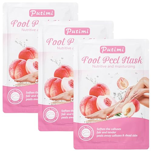 3 Paar Fußmaske, Anti Hornhaut Socken, Fußpflege für Hornhautentfernung Feuchtigkeit, Hornhautentferner Socken für Zarte Füße, Hornhaut Entfernen Fuß, Foot Peel Mask Fußpeeling (Wasserpfirsich)