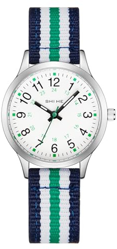 CIVO Kinderuhr Mädchen Lernuhr Grün: Leicht Lesbar Armbanduhr Kinder Analog - Wasserdicht Quarzuhr für Junge 6-14 Jahre - Geschenke für Schulanfangssaison Geburtstage