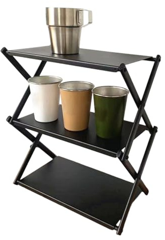Genérico Campingregal, klappbarer Organizer, tragbar, mit Regalen, Schreibtisch-Organizer, für Zelt, , Picknick, Wandern, Rucksack, Terrasse, Grill, Garten