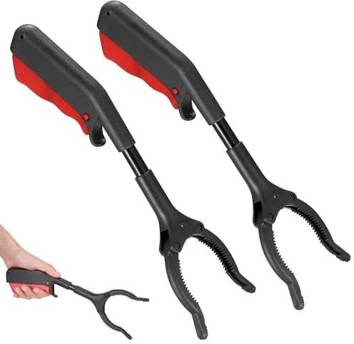 jiejack 2 Stück Greifzange, Müllgreifer Zange, 30cm Greifer für Greifer zum Aufheben, Kurze Müllzange für Recycling, Garten, Hof