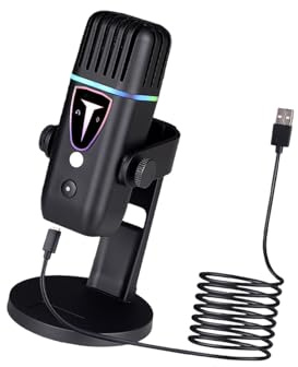 CAZSTYK Micrófono de condensador profesional, micrófono de podcast, cancelación activa de ruido, micrófono USB profesional, micrófono portátil