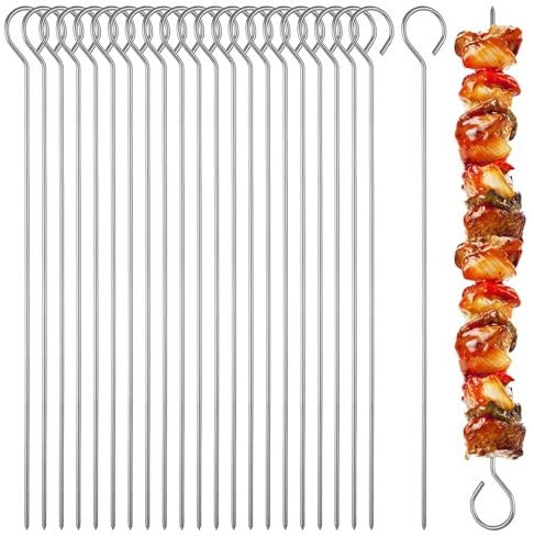 25 Pièces Pique a Brochette En Acier 25cm,Réutilisables Pique a Brochette Inox, Brochettes à Barbecue En Acier à Barbecue En Métal Barbecue, Applicable àSnacks De Feu De Camp, Légumes Et Poisson.