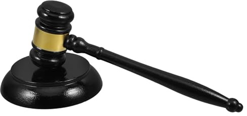 Uonlytech Martello per Giudice in Legno Nero Suono Chiaro e Forte, Portatile per Aste e Udienze Professionali