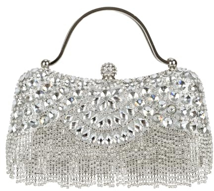 HomKuch Bolsos de embrague de strass para las mujeres, bolsos de noche brillantes Borsal de cristal para la boda de la fiesta del cóctel