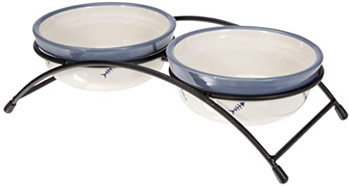 Ciotola in ceramica Trixie con impronte di zampe per cani, 2 x 0.3L, colori assortiti (marrone o tortora)