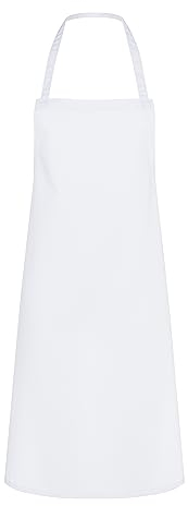 Karlowsky LS 5 PASSION Latzschürze FARO mit Bändern und Nahtsicherung, 65% Polyester/35% Baumwolle, Einheitsgröße, 95cm Länge, 75cm Breite, Weiß
