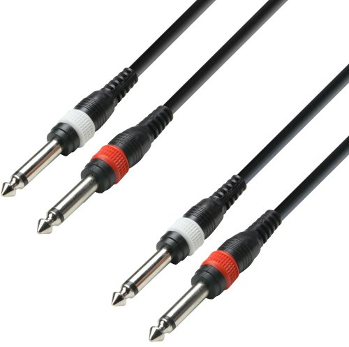Adam Hall Cables K3TPP0100 - Cavo audio con 2 connettori jack mono da 6,3 mm su 2 connettori jack mono da 6,3 mm, 1 m