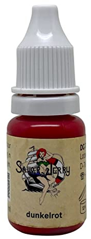REACH-konforme Sailor Jerry Tattoofarbe Dunkelrot 10 ml. Made in GERMANY und mit Zertifikat, Tätowierfarbe, Tattoo Ink