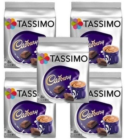 Tassimo Cadbury Hot Chocolate Pods x 8 (Pack of 5, Total 40 Drinks)