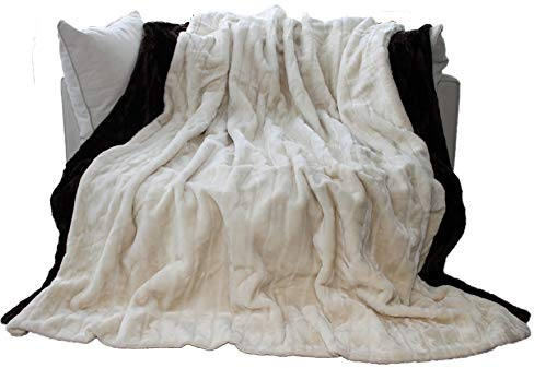 Brandsseller Felldecke 180 x 220 cm Hochwertige Kuscheldecke Sofa Decke Wohndecke Tagesdecke Flauschiges Kunstfell Creme-Weiss