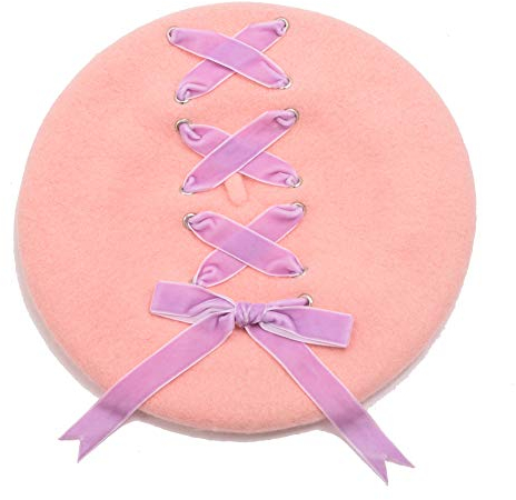 GRACEART Frauen Handarbeit Lolita Baskenmütze Gap Mit Band Bowknot (Rosa)