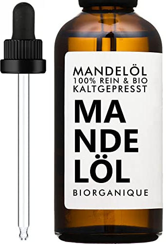 Mandelöl 100% Bio, pur, natürlich & Kaltgepresst – 100 ml – Pflege für Haare, Körper, Haut, Anti-Aging, Gesicht - Gesichtsmakeup-Entferner
