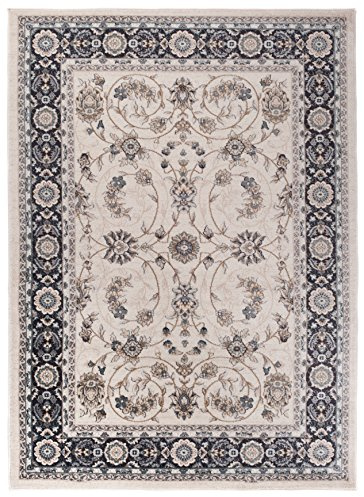 Carpeto Groß Teppich Flur 250x350cm Creme Klassisch Traditionell Weich Weiß | Teppich für Eingangsbereich Küche Büro Wohnzimmer Schlafzimmer Beige Pflegeleicht Fußbodenheizungsgeeignet Mittelflor Elegant