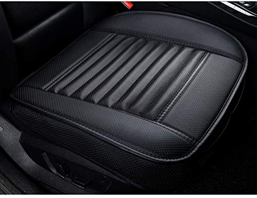LUOLLOVE Autositzbezüge PU Leder Bambus-Kohle-atmungsaktiv kompatibel für 90% Modelle Vordersitz,2Stücke (Schwarz 20.5 x 20.1 In)