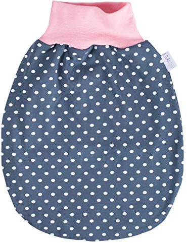 Lilakind Mädchen Sommer Schlafsack Strampelsack Pucksack Jersey Punkte Grau Rosa Gr. XL - Made in Germany