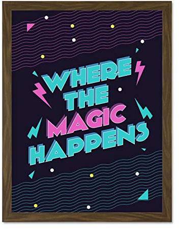 Wee Blue Coo Disco Kitchen Magic Happens Large Framed Art Print Wall Poster 18x24 inch Küche Zauber Wand