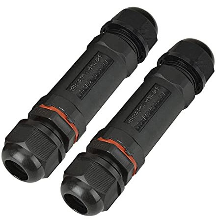 Kabelverbinder, 2er-Pack, wasserdicht IP68, Verbindungsbox, Verbindungsmuffe für Ø1-13 mm Kabeldurchmesser, Kunststoff, Schwarz