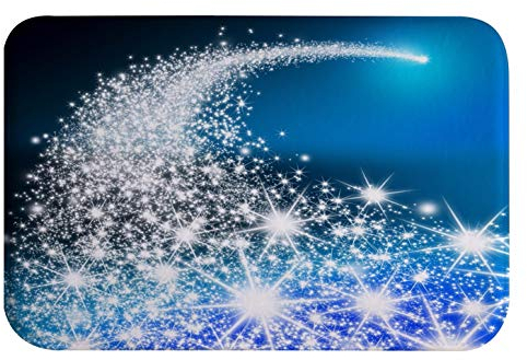 A.Monamour Badematten Badteppiche Badvorleger Funkelnde Sterne Schleppen Dekore Der Blauen Hintergrundabstrakten Flanell Türmatte Runner Teppiche Matte Für Badezimmer Bad Küche 40x60cm