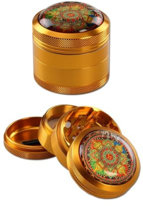 Black Leaf Mandala Alu-Grinder 4-teilig (Amber)