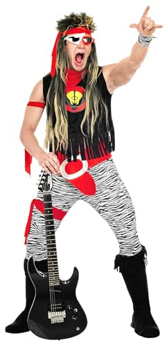 Widmann Adult Costume Rock Star, T-shirt, Trousers, Belt, Wrist Straps and Overboots