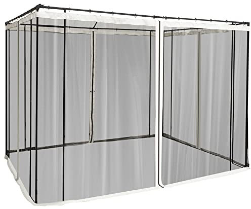 Outsunny fit 10x10ft Gazebo Universal Replacement Mosquito Netting for Patio Gazebos and Canopy Tents with Zippers for 3(m) x 3(m) Gazebo, (Sidewall Only) Beige