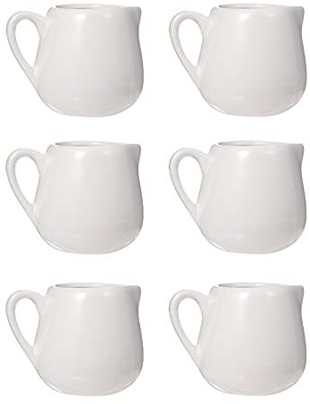 UPKOCH 6 StüCk 70ML Keramik MilchkäNnchen Mit Griff, WeißE Mini Sauciere FüR Zuhause, Tropffreier Auslauf, Vielseitig FüR Milch, Saucen Und Dressings