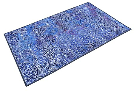 Wecon Home Badteppich, Badematte, rutschfest und Waschbar, Vintage, Louis (80 x 150 cm, blau)
