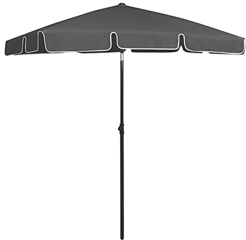 Tidyard Strandschirm Witterungs- und UV-beständig Sonnenschirm für Strand Kippbare Gartenschirm Terrassenschirm Hawaii-Stil Balkonschirm Sonnenschutz Polyester Anthrazit 180x120 cm