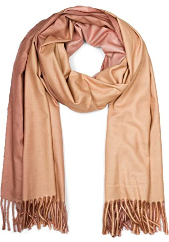 styleBREAKER Echarpe pour femmes avec dégradé de 2 couleurs et franges, étole chaude d'hiver multicolore, aspect ombré, 01017147, couleur:Chameau-marron