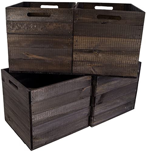 Holzkiste schwarz passend für alle Ikea Kallax Regale und Expedit Regale Einschubkiste Schubladenbox Weinkiste 32x37x32cm (4er Set)