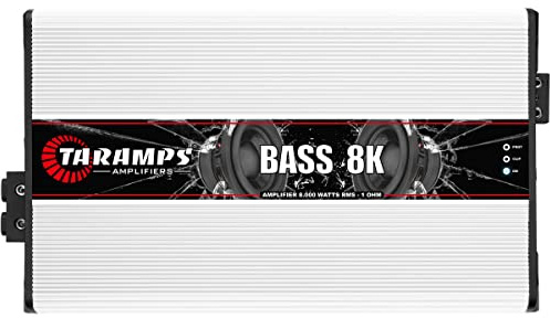Taramps Bass 8k 1 Ohm Monoblock Amplifier 8000 Watts Rms 1 Channel Powerful Full Range Great for Sub/Bass RCA Input Subsonic Filter, Car Audio Class D