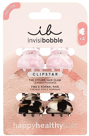 invisibobble CLIPSTAR 4x Haarklammer Klein, Rosa & Braun Leopard Haarspangen Mädchen, Rutschfeste Hair Clips, designed im Herzen Münchens