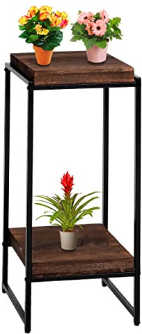Mendler Blumentisch HWC-K71 MVG MDF Metall - Dunkelbraun, 82cm | Blumenregal, Beistelltisch, Pflanzregal