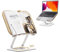 POLESTO Soporte de Lectura, Soporte de Libro Ajustable con Base Giratoria 360°, Soporte de Libro de Cocina Plegable, Práctico Soporte Giratorio para Partituras, Libros Pesados, Computadora portátil