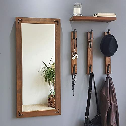 WellHome Rhin Anrichte , 100% Kiefer Massivholz, Nogalfarbe Nussbaum
