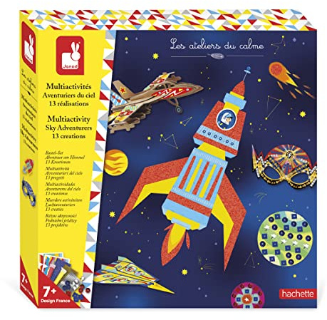 Janod - Bastelbox 13 Bastelprojekte Abenteurer der Lüfte - Les Ateliers du Calme - Kreatives Hobby Kinder - Feinmotorik und Konzentration - Ab 7 Jahre, J07876