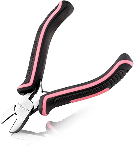 LEONTOOL Mini Diagonal Cutting Pliers 4 Inches Floral Wire Cutters for Artificial Flowers Side Cutters Pliers for Jewelry Making Diagonal Wire Cutters for Wire, Zip Ties, Crafting,Pink Tool for Women